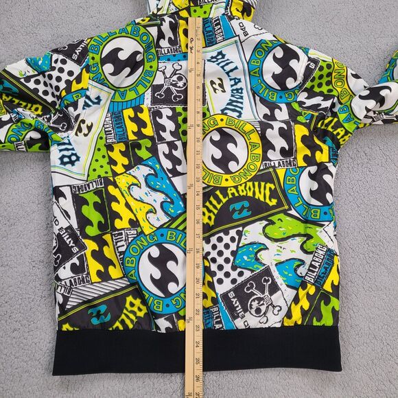 Billabong Jacket Mens Small Windbreaker Mesh Liner Cool Graphics‎ Hooded - Picture 10 of 12